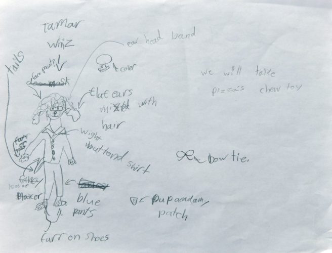 סקיצה תחפושת כלבלבים - תמר